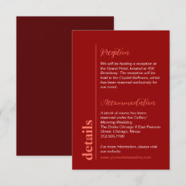 Modern Cherry och Bright Red Colorful Bröllop Info Tilläggskort