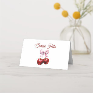 Modern Cherry on Top Rosa Bow Baby Shower Placeringskort