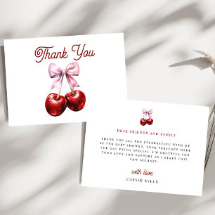 Modern Cherry on Top Rosa Bow Baby Shower Tack Kort