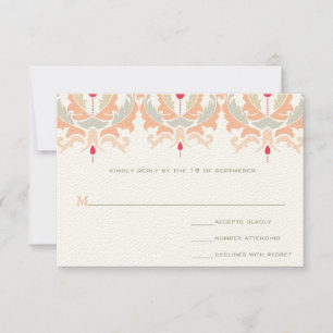 Modern Cherry Peach Mushroom Damask Wedand OSA Kort