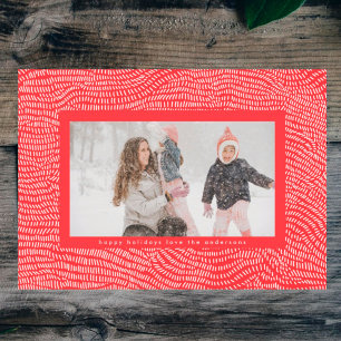 Modern Cherry Red Doodle jul Ram Photo Julkort