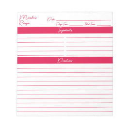 Modern Cherry Red Personlig Recipes Anteckningsblock