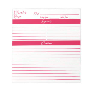 Modern Cherry Red Personlig Recipes Anteckningsblock