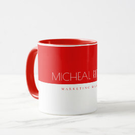 Modern Cherry Red White Anpassningsbar monogram Na Mugg