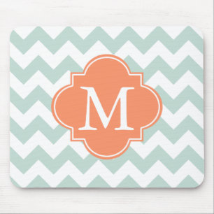 Modern Chevron-Anpassningsbar för Mint och Orange Musmatta