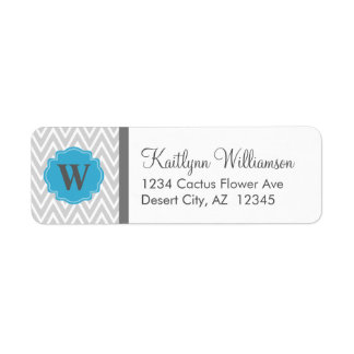Modern Chevron Anpassningsbar Monogram-Adressetike Returadress Etikett