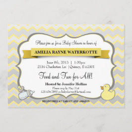Modern Chevron Baby Djur Baby Shower Inbjudan