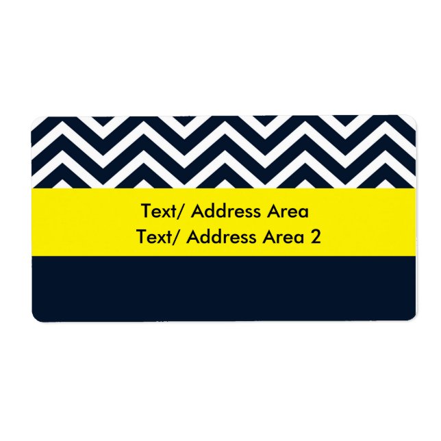 Modern Chevron Blå Gul Förpackningsetikett Fraktsedel (Framsidan)