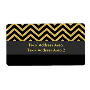 Modern Chevron Black & Guld Shipping Paket-etikett Fraktsedel