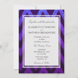 Modern Chevron Blue och Lila Inbjudningar