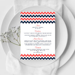 Modern Chevron Bröllop Collection Navy & Coral Meny