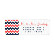 Modern Chevron Bröllop Collection Navy & Coral