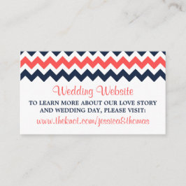 Modern Chevron Bröllop Collection Navy & Coral Tilläggskort