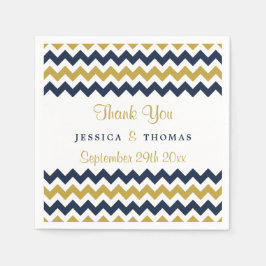 Modern Chevron Bröllop Collection Navy & Guld Pappersservett