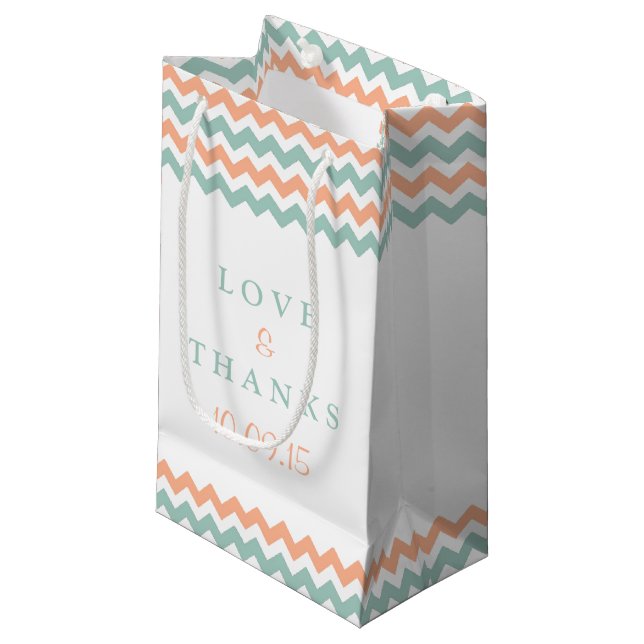 Modern Chevron Bröllop Collection Peach & Mint (Framsidan Vinklad)