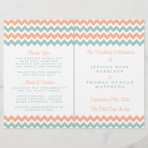 Modern Chevron Bröllop Collection Peach & Mint