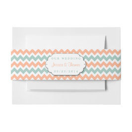 Modern Chevron Bröllop Collection Peach & Mint Band För Inbjudningskort
