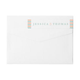 Modern Chevron Bröllop Collection Peach & Mint Etikettband