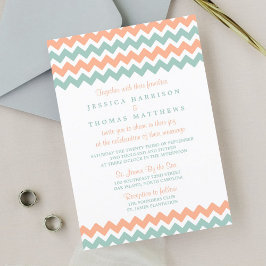 Modern Chevron Bröllop Collection Peach & Mint Inbjudningar