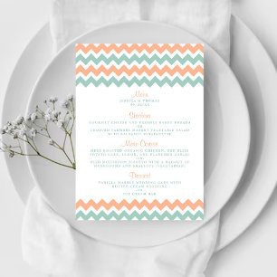 Modern Chevron Bröllop Collection Peach & Mint Meny