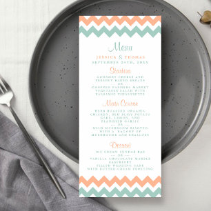Modern Chevron Bröllop Collection Peach & Mint Meny