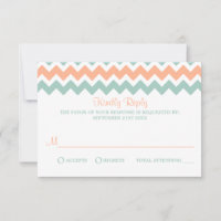 Modern Chevron Bröllop Collection Peach & Mint