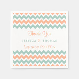Modern Chevron Bröllop Collection Peach & Mint Pappersservett