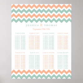 Modern Chevron Bröllop Collection Peach & Mint Poster