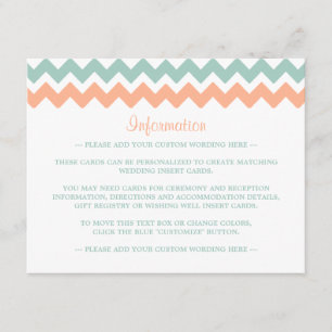 Modern Chevron Bröllop Collection Peach & Mint Tilläggskort