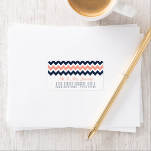 Modern Chevron Bröllop Collection- Rosa & flottan Adressetikett