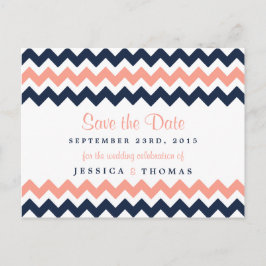 Modern Chevron Bröllop Collection- Rosa & flottan Meddelande Vykort