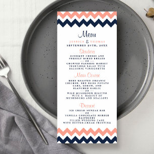 Modern Chevron Bröllop Collection- Rosa & flottan Meny