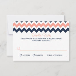 Modern Chevron Bröllop Collection- Rosa & flottan OSA Kort