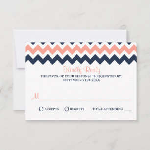 Modern Chevron Bröllop Collection- Rosa & flottan OSA Kort