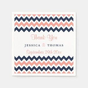 Modern Chevron Bröllop Collection- Rosa & flottan Pappersservett