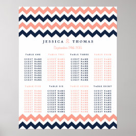 Modern Chevron Bröllop Collection- Rosa & flottan Poster