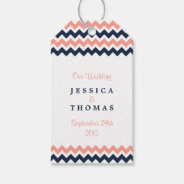 Modern Chevron Bröllop Collection- Rosa & flottan Presentetikett