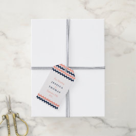 Modern Chevron Bröllop Collection- Rosa & flottan Presentetikett