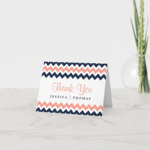 Modern Chevron Bröllop Collection- Rosa & flottan Tack Kort