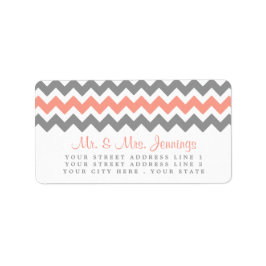 Modern Chevron Bröllop Collection- Rosa & Grått Adressetikett