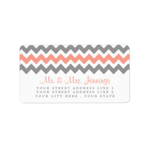 Modern Chevron Bröllop Collection- Rosa & Grått Adressetikett