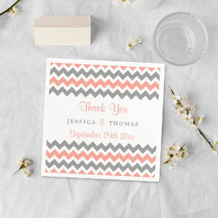Modern Chevron Bröllop Collection- Rosa & Grått Pappersservett