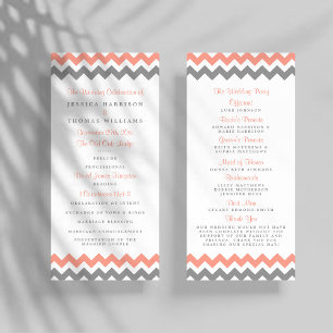 Modern Chevron Bröllop Collection- Rosa & Grått Program