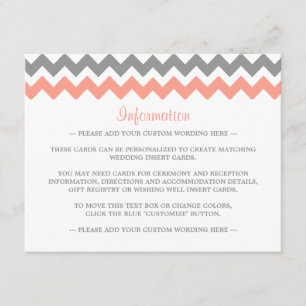 Modern Chevron Bröllop Collection- Rosa & Grått Tilläggskort