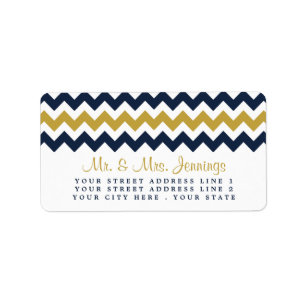 Modern Chevron Bröllop-samlingen - flottan och Gul Adressetikett