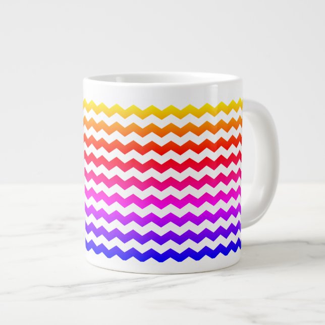 Modern Chevron Colorful Rainbow Mönster Mugg Jumbo Mugg (Framsida höger)