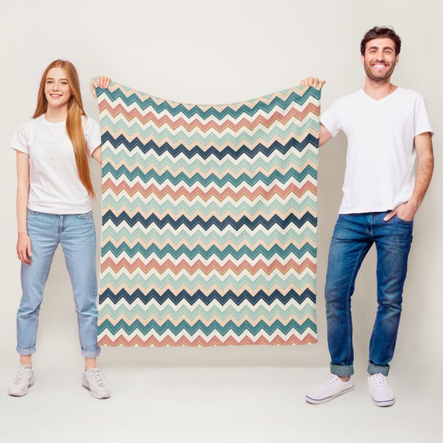 Modern Chevron Design Custom Soft Fleece Blanket (På plats)