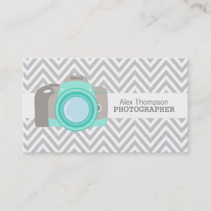 Modern Chevron DSLR Camera Photographer Business Visitkort