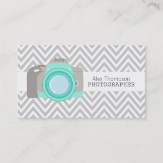 Modern Chevron DSLR Camera Photographer Business Visitkort