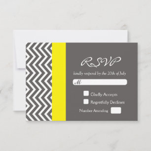 Modern Chevron Grå & Gul Bröllops-RSVP-kort OSA Kort